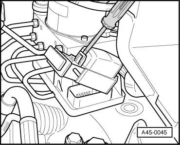 Skoda Workshop Manuals > Octavia Mk1 > Chassis > ABS, ADR, TCS, EDL, ESP >  Electric/electronic components and fitting locations ABS, ABS/EDL Mark 20 >  Checking/removing and installing parts of the ABS