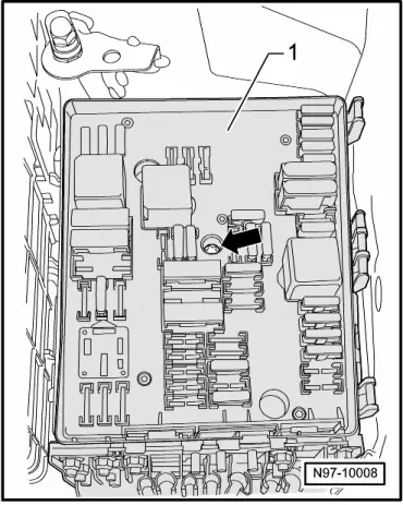 Skoda Workshop Manuals > Octavia Mk2 > Vehicle electrics > Electrical  System > Wiring > Fuse holder and relay carrier > Removing and installing  the E-box (relay and fuse carrier in the