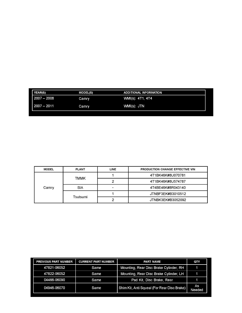 Camry 2011 Brake Pads Bolt Torque Specs