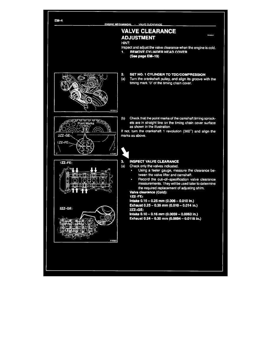 Toyota Service and Repair Manuals > Celica GTS L41.8L (2ZZ