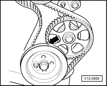 Volkswagen Workshop Manuals Golf Mk1 Power Unit 4 Cyl Carburetor Engine Mechanics 1 5 1 6 And 1 8 Litre Engine Enginecrankshaft Group Pistons Dismantling And Assembling Engine Installing Toothed Belt