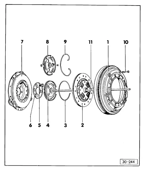 Volkswagen Workshop Manuals > Golf Mk1 > Power transmission > 4 Speed  Manual Gearbox 020 > Clutch, control > Repairing clutch controls >  Repairing clutch