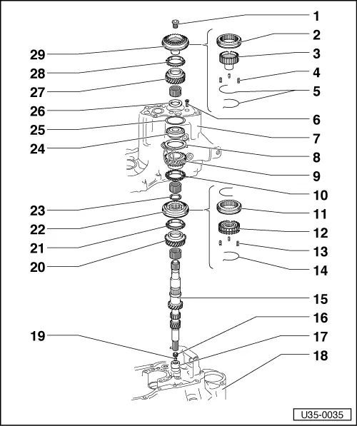 Volkswagen Golf Mk1 5Speed Manual Gearbox 020 Gears, Shafts In/Out