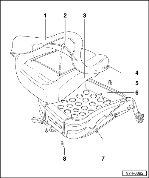 Volkswagen Work Manuals Golf Mk3 General Repairs Cabriolet Seat Padding Covers Front And Removing Installing Cover - Vw Golf Seat Cover Removal Volkswagen Work Manuals Golf Mk3 General Repairs Cabriolet Seat Padding Covers Front And Removing Installing Cover - Vw Golf Seat Cover Removal