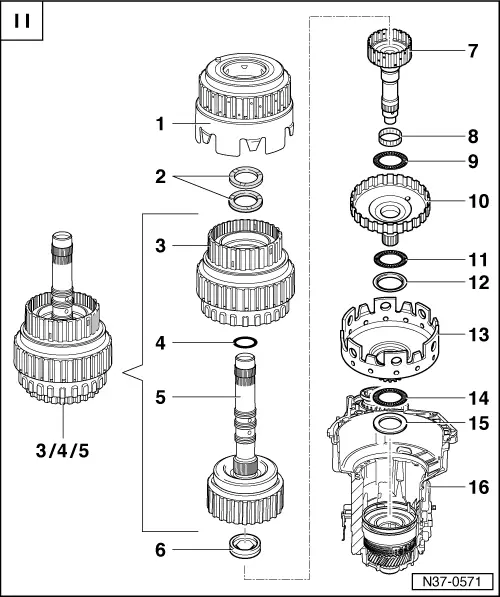 Volkswagen Manuals > Golf Mk3 > Power transmission > Automatic gearbox 01M from 01.95