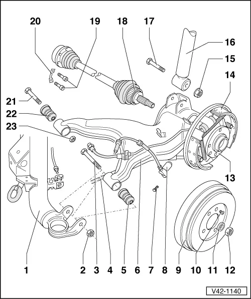 Volkswagen Service and Repair Manuals > Golf Mk3 > Running gear Rear suspension