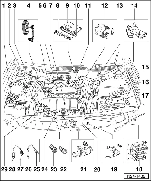 Volkswagen Workshop Manuals > Golf Mk4 > Engine > 4-cylinder injection