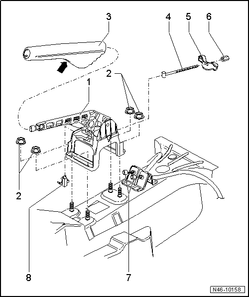 Volkswagen Workshop Manuals Golf Mk5 Brake Systems Brake Brake Mechanics Assembly Overview Handbrake Lever