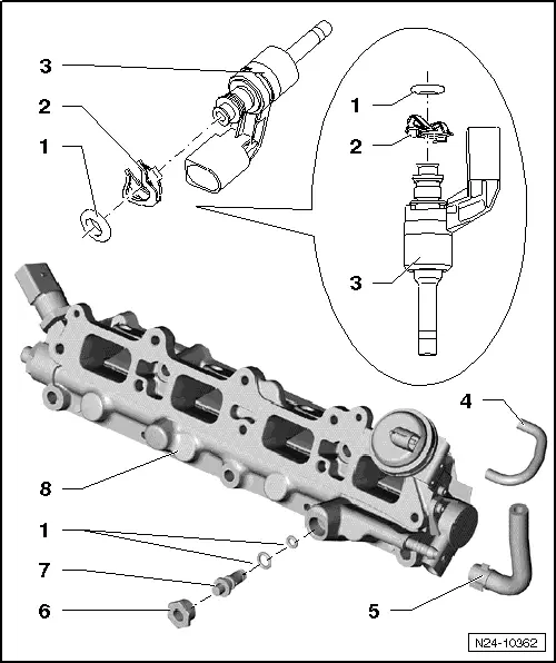 Как снять форсунки тигуан Volkswagen Workshop Service and Repair Manuals Golf Mk5 Power unit 4-cylinder in