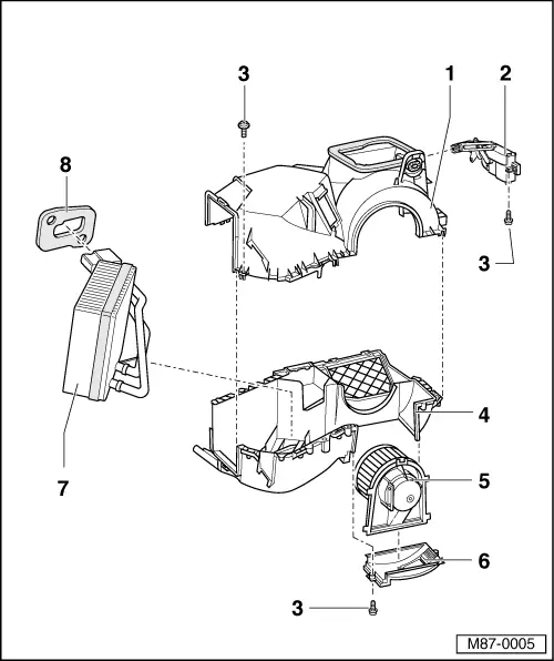 Volkswagen New Beetle AC Repair Service Evaporator Housing Assembly