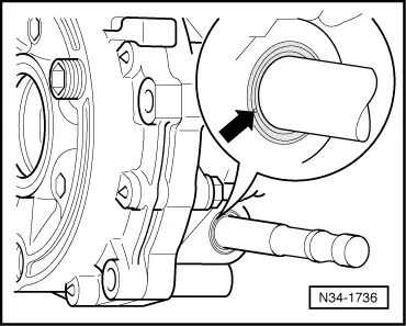 Volkswagen Workshop Manuals > Polo Mk3 > Power transmission > 5-speed  manual gearbox 085 > Final drive, differential, differential lock >  Renewing selector shaft seal with gearbox in situ