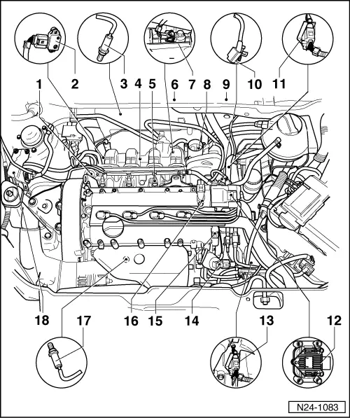 Volkswagen Workshop Manuals > Polo Mk3 > Power unit > 4LV injection and  ignition system > Mixture preparation system, electronic inj.,Gas >  Servicing injection system