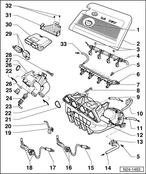 Volkswagen Service and Repair Manuals > Polo Mk4 > Engine 4cylinder injection engine