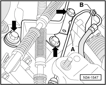 Volkswagen Workshop Manuals > Polo Mk4 > Clutch and gearbox > 5-speed  manual gearbox 02R > Gearbox mechanics,operation, construction,diff. >  Gearbox - remove and install > Remove