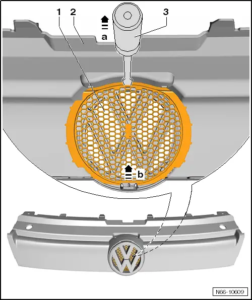 Как снять переднюю эмблему Volkswagen Workshop Service and Repair Manuals Polo Mk5 Body General body repair