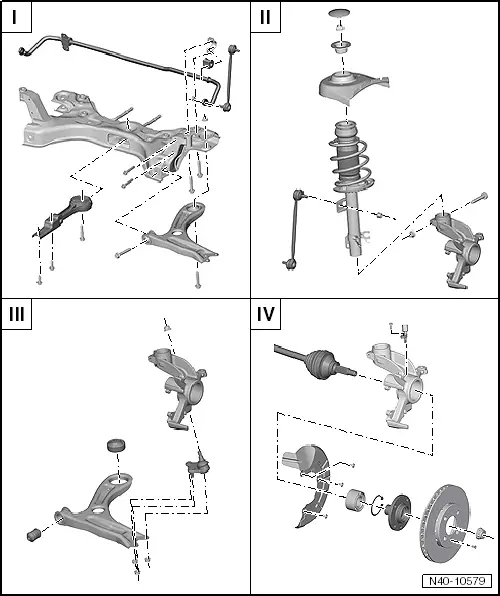 Volkswagen Service and Repair Manuals > Up! > Running gear, axles, steering Front