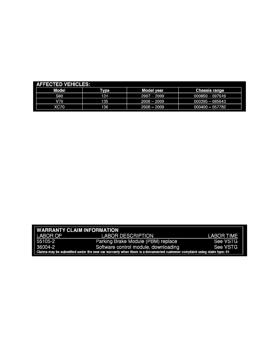 Relays and Modules > Relays and Modules - Brakes and Traction Control >  Parking Brake Control Module > Component Information > Technical Service  Bulletins > ...